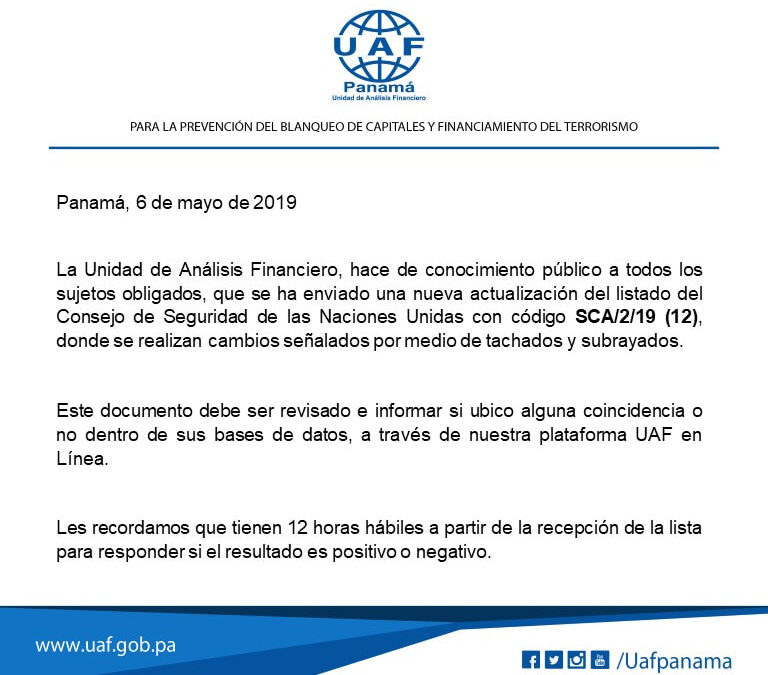 Comunicado Listado ONU